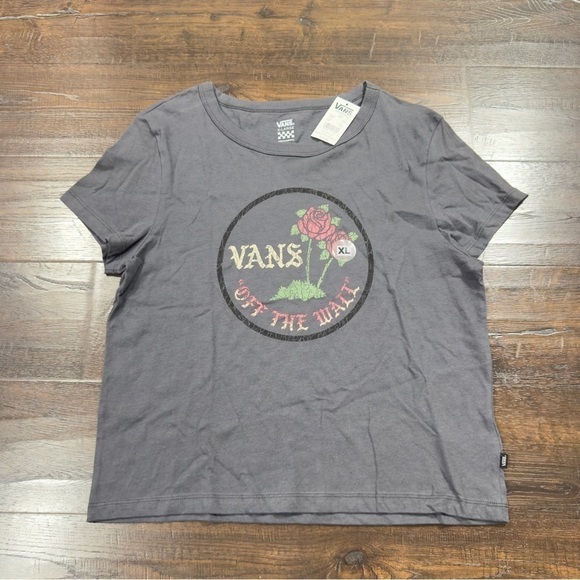 Vans Scripted Roses Short Sleeve Top Size Large Women - Picture 1 of 6